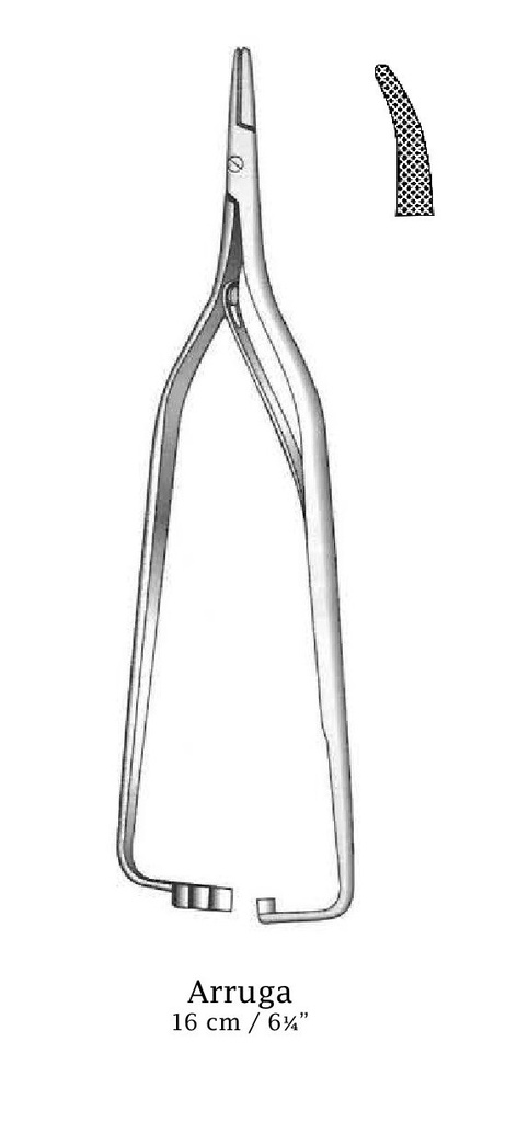 Porta agujas Arruga - longitud = 16 cm / 6-1/4&quot;, curva