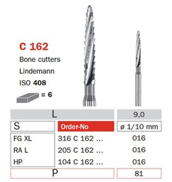 [IU-F104C-162-016] Fresas 104 HP carburo quirúrgicas, Ø 1.6 mm, punta 9 mm